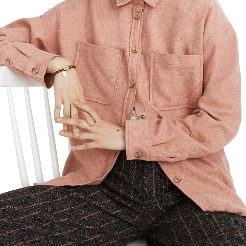 Madewell Pink Flannel Shirt Jacket
